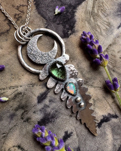 Silver Opal fern necklace