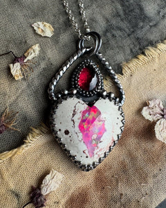 Galaxy and tourmaline heart pendant