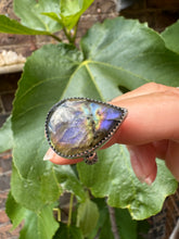 Load image into Gallery viewer, Rainbow labradorite tear drop ring