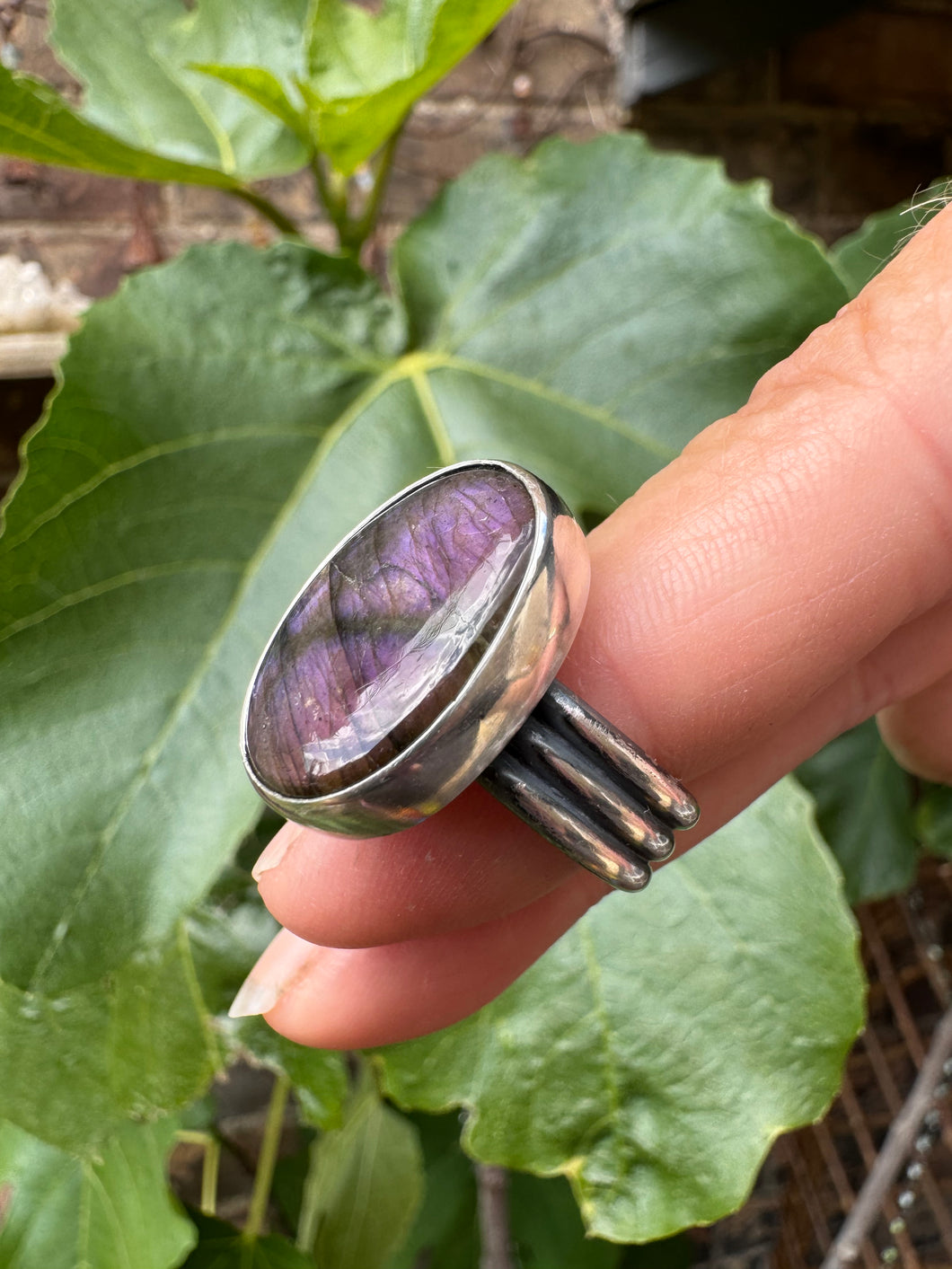 Purple labradorite ring