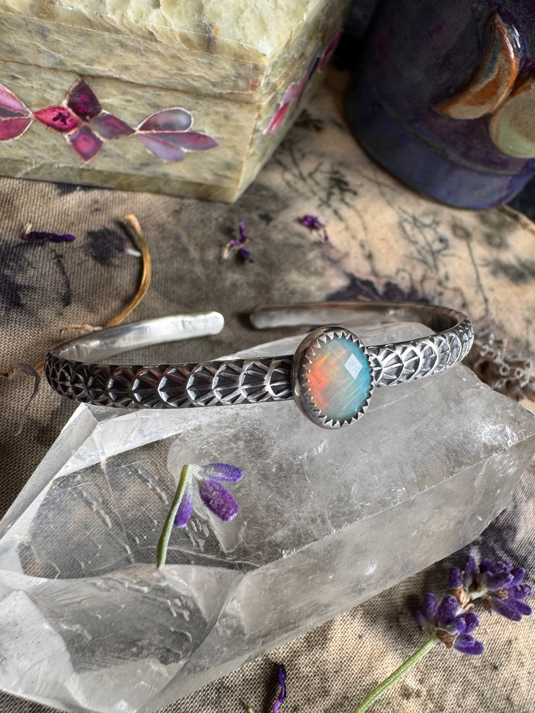 Faceted Oval Opal cuff
