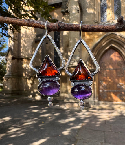 Amber and Amethyst earrings