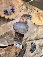Load image into Gallery viewer, Rainbow moonstone starry cuff
