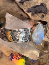 Load image into Gallery viewer, Rainbow moonstone celestial cuff