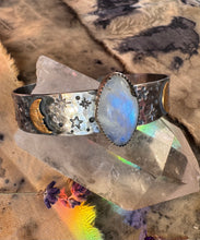 Load image into Gallery viewer, Rainbow moonstone celestial cuff
