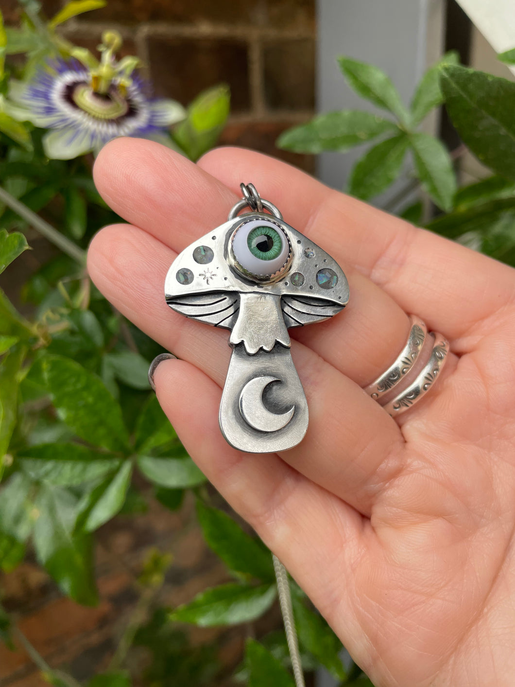 Spooky Eye ball Mushroom Necklace