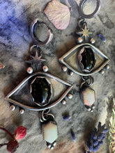 Load image into Gallery viewer, Opal and Onyx eye earrings