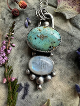 Load image into Gallery viewer, Rainbow moonstone and Turquoise pendant