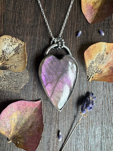 Purple Labradorite heart necklace