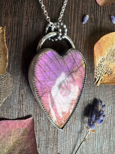 Purple Labradorite heart necklace