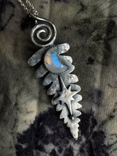 Load image into Gallery viewer, Silver moonstone fern necklace