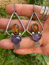 Load image into Gallery viewer, Amber and Amethyst earrings