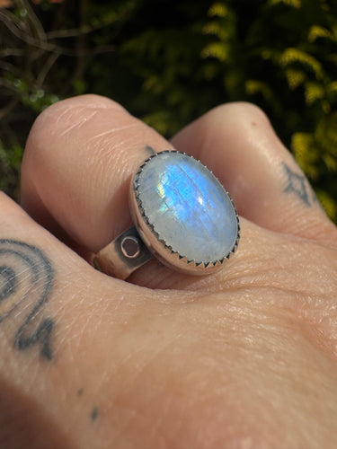 Oval Rainbow moonstone ring