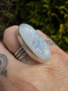Carved Rainbow moonstone ring