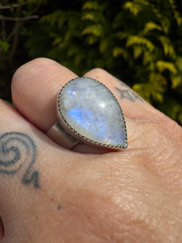 Tear drop Rainbow moonstone ring