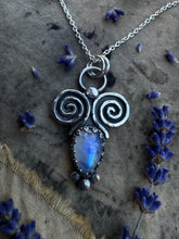 Load image into Gallery viewer, Rainbow moonstone spiral necklace