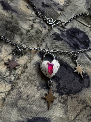 Galaxy Opal heart necklace