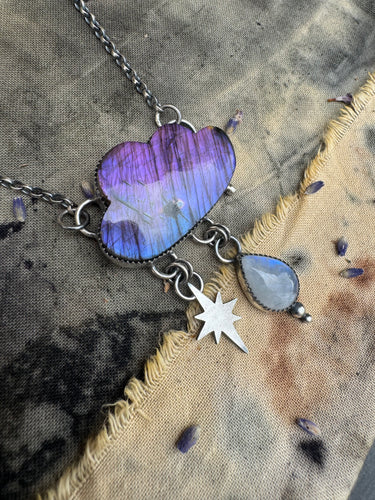 Purple Labradorite rainy cloud necklace