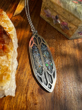 Load image into Gallery viewer, Opal inlay stained glass window necklace