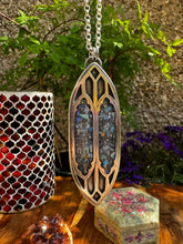 Load image into Gallery viewer, Opal inlay stained glass window necklace