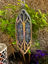Load image into Gallery viewer, Opal inlay stained glass window necklace