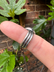 Rainbow moonstone moon ring