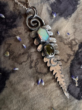 Load image into Gallery viewer, Tourmaline and opal fern necklace