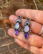 Load image into Gallery viewer, Rainbow moonstone earrings