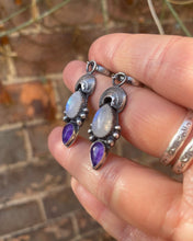 Load image into Gallery viewer, Rainbow moonstone earrings